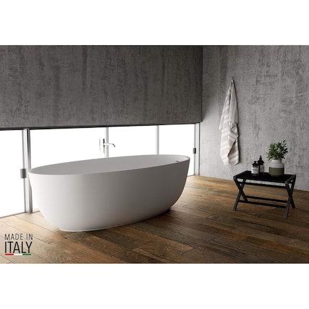 Ruvati 66-inch Matte White epiStone Solid Surface Oval Freestanding Bath Tub Canali RVB6719WH
